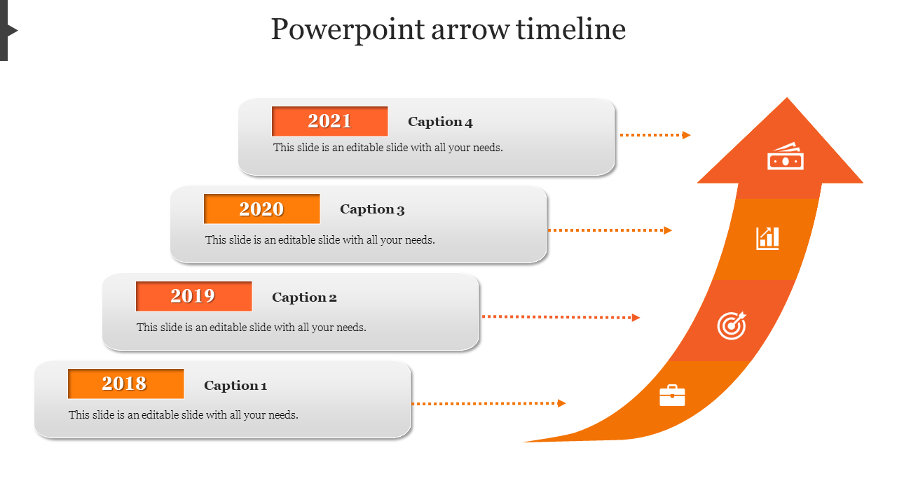 Free - Best PowerPoint Arrow Timeline With Four Node